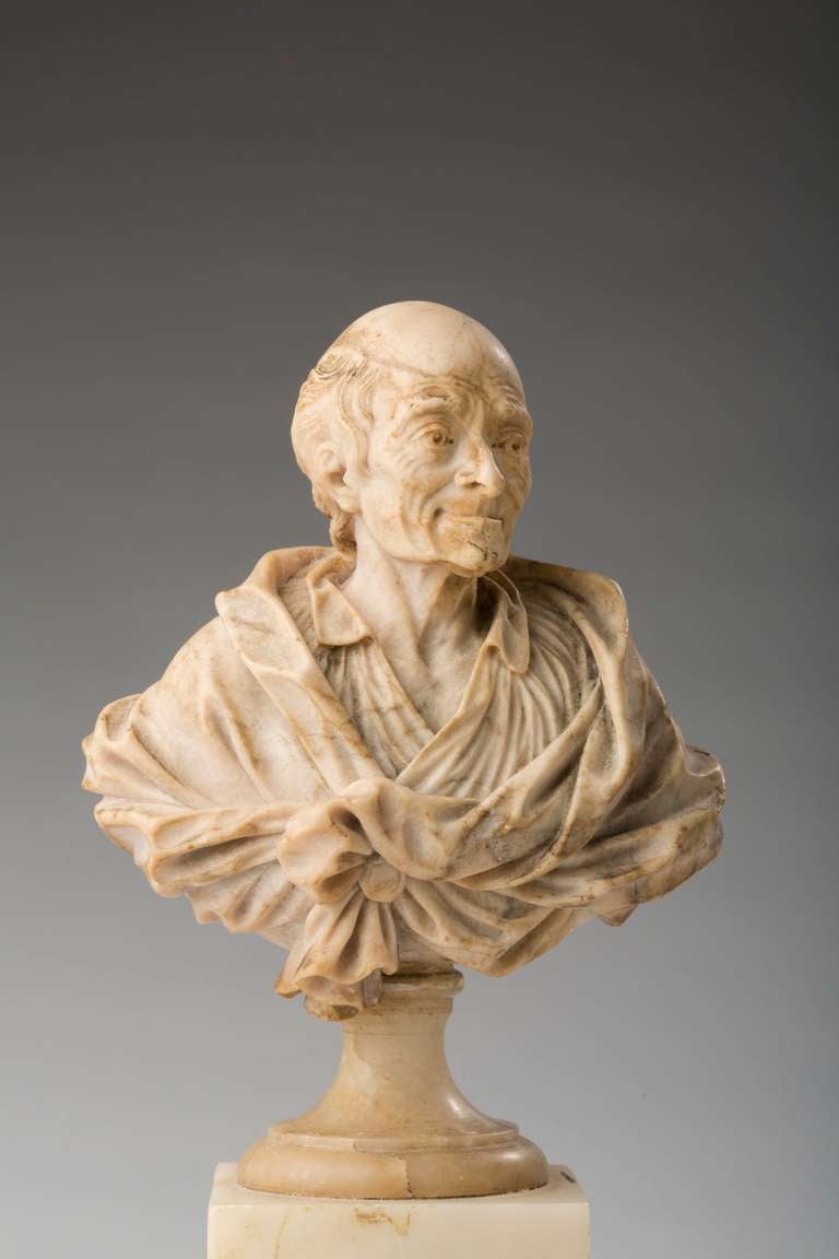 Alabaster Bust of Voltaire by Antoine Rosset (French, 1749-1818) 2