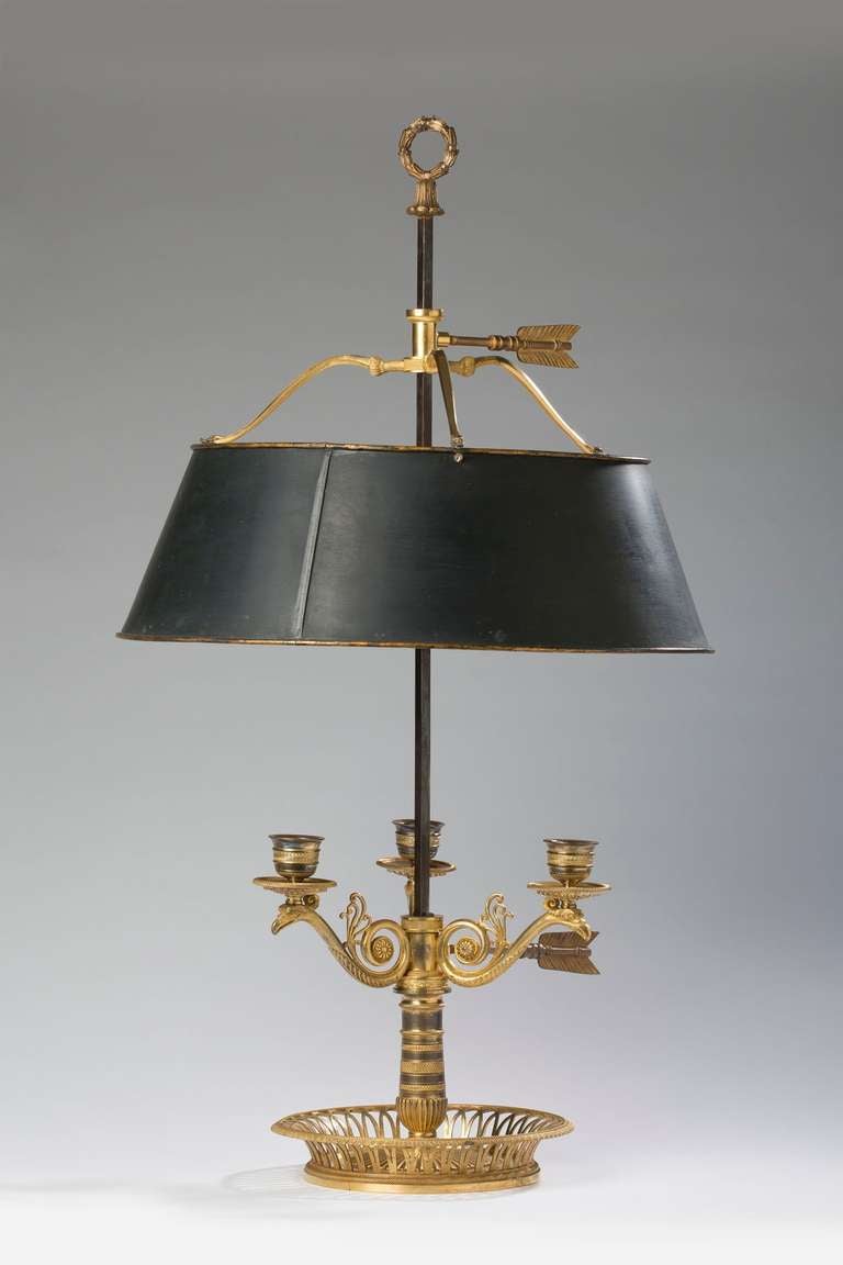 First Empire Empire Style Gilt Bronze and Tole Bouillotte Lamp