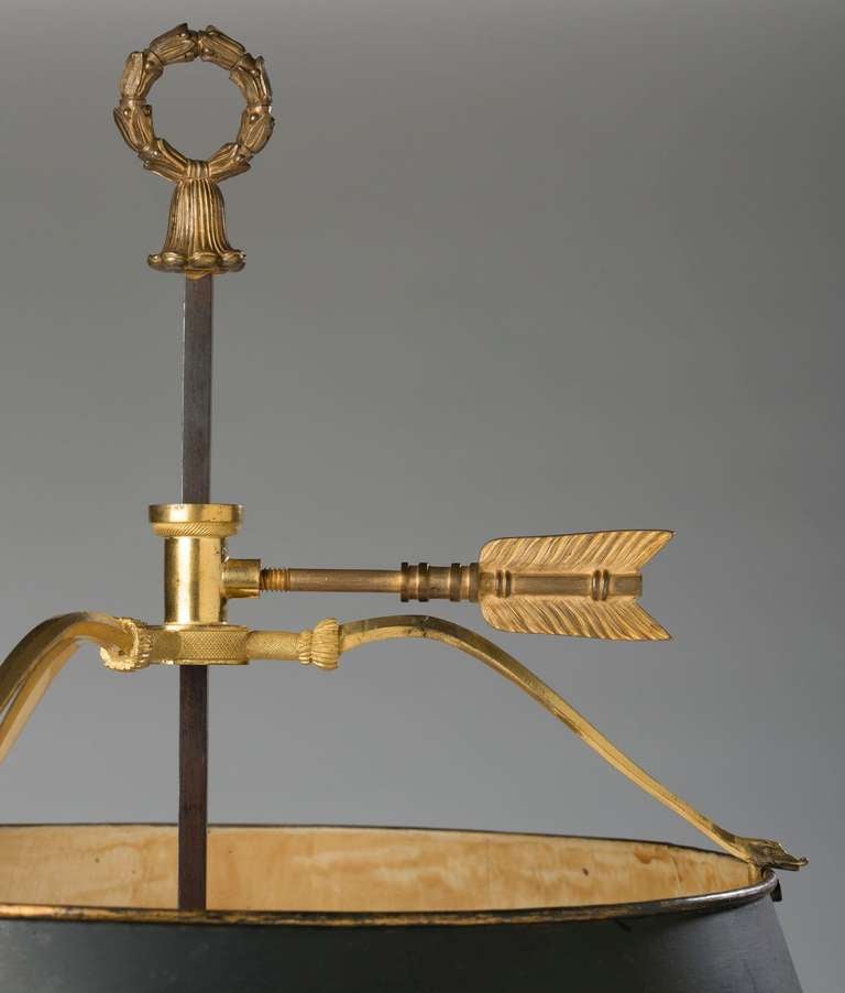 French Empire Style Gilt Bronze and Tole Bouillotte Lamp