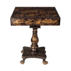Chinese Export Black and Gilt Lacquered Game Table
