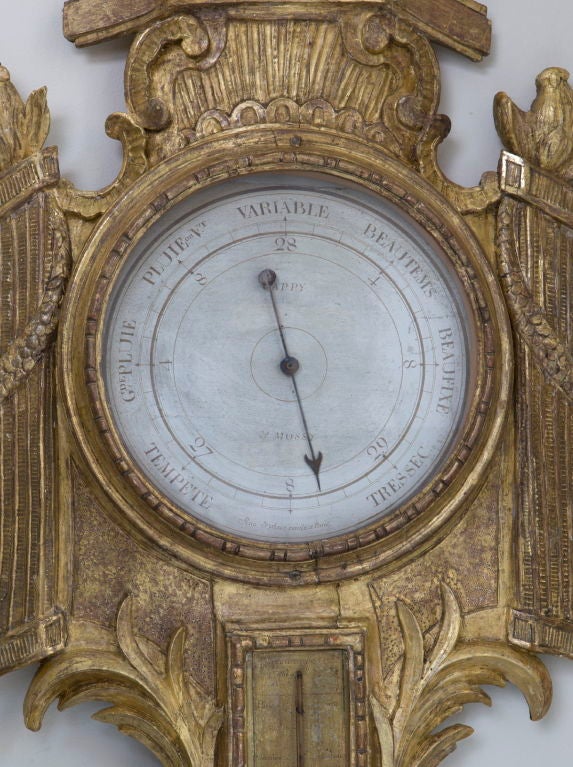 Barometer aus vergoldetem Holz, Louis XVI.-Stil (Französisch) im Angebot