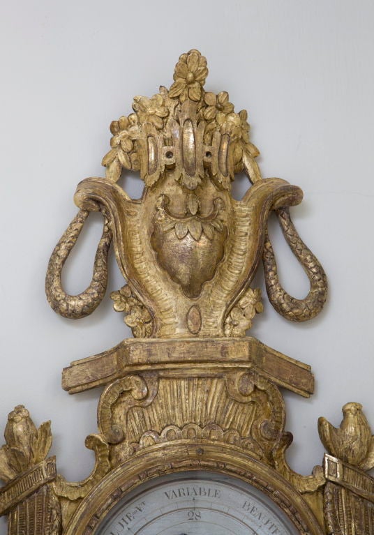 Barometer aus vergoldetem Holz, Louis XVI.-Stil im Zustand „Gut“ im Angebot in Kittery Point, ME