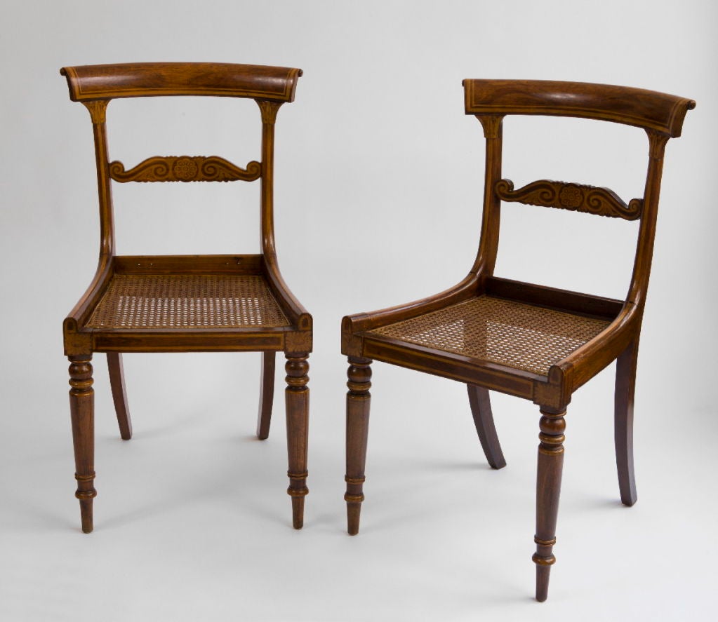Pair of Regency Faux Rosewood Painted Side Chairs