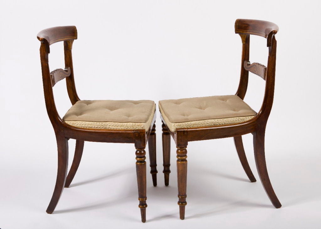 Pair of Regency Faux Rosewood Painted Side Chairs