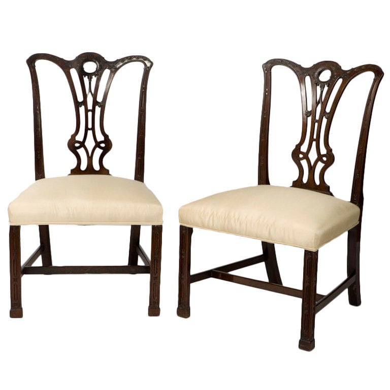 Pair of George III Mahogany Chippendale Chairs For Sale