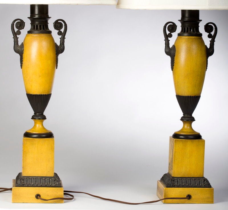 Pair of Neoclassical Style Tole Lamps 4