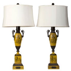 Pair of Neoclassical Style Tole Lamps