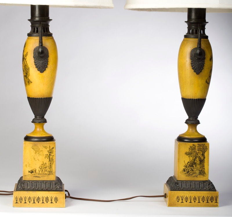 Pair of Neoclassical Style Tole Lamps 3
