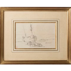 Antique Drawing by Isabey 'French, 1803-1886'