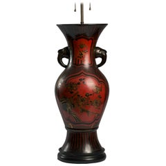 Large Japanese Two-Handled Bronze Vase Mounted as a Lamp