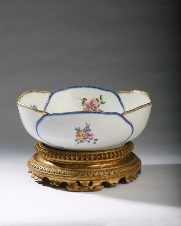 French Sevres Porcelain “Feuille de Choux” Oval Bowl