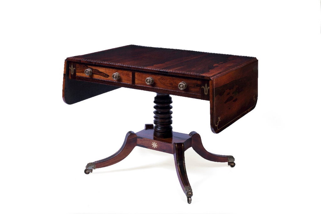 English A Regency Brass Inlaid Rosewood Sofa Table For Sale