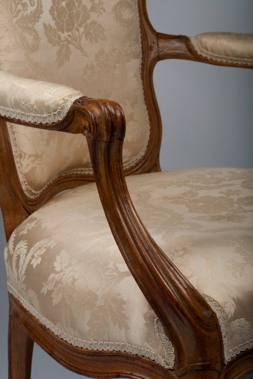 Large Louis XV Beechwood Fauteuil Cabriolet, stamped Delanois 1