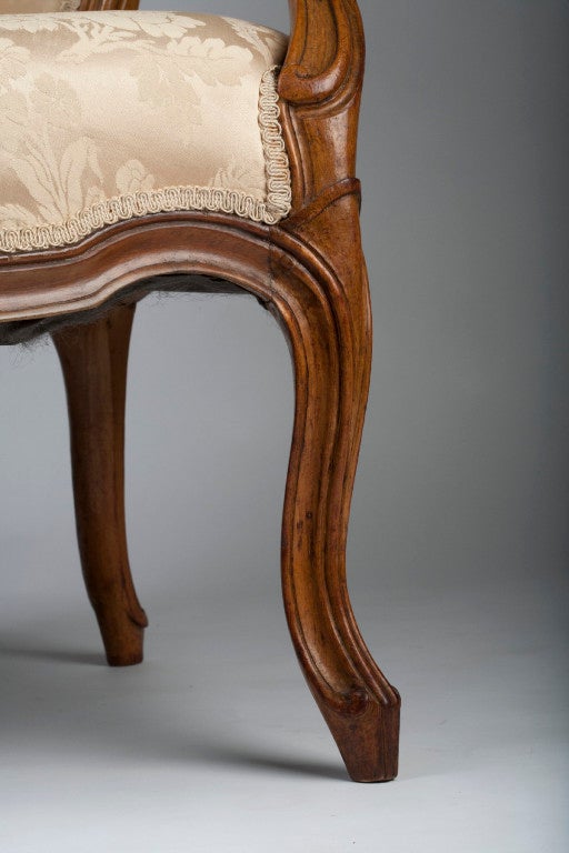 Large Louis XV Beechwood Fauteuil Cabriolet, stamped Delanois 3