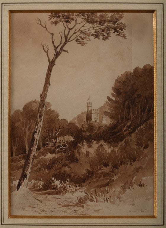 St. Clair, Isles of Wight (wie auf der Rückseite der Zeichnung dargestellt).
James Bourne war ein bekannter, auf Aquarelle spezialisierter Landschaftsmaler, der seine Werke Anfang des 19. Jahrhunderts in der Royal Academy ausstellte.