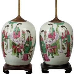 Pair of Chinese Porcelain Jars Mounted as Lamps