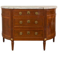 Louis XVI Gilt Bronze Mounted Mahogany Demi-Lune Commode