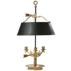 Empire Style Gilt Bronze and Tole Bouillotte Lamp Empire Style Gilt Bronze and Tole Bouillotte Lamp