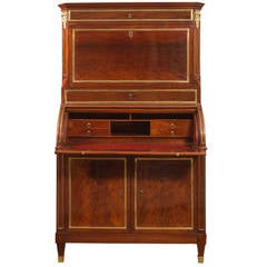 Louis XVI Brass-Mounted Mahogany Bureau Cabinet Stamped C. M. Leclerc Twice 6