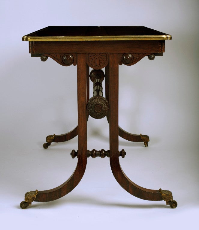 Regency Gilt Bronze Mounted Rosewood Writing Table For Sale 3