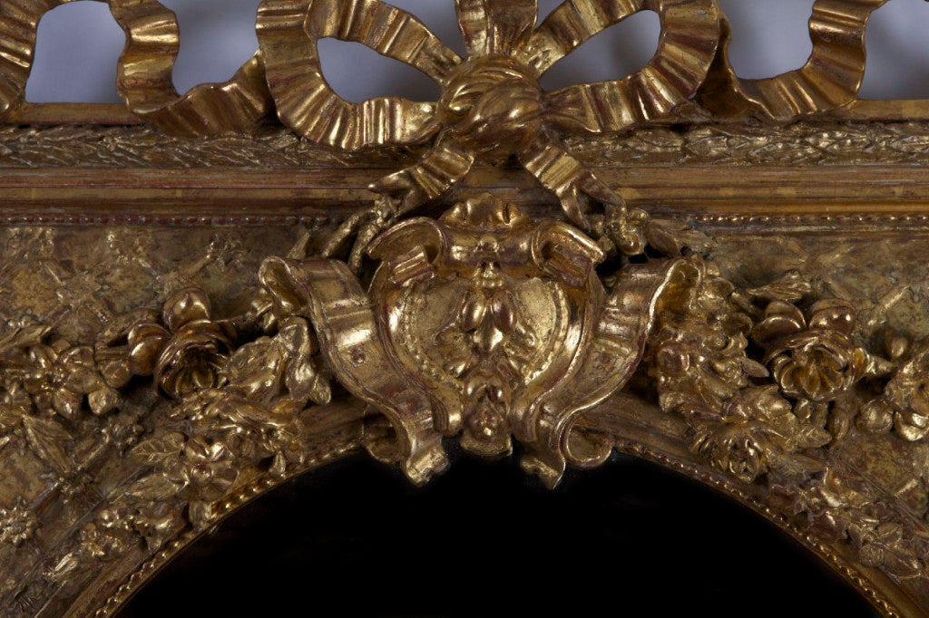 Louis XVI Carved and Giltwood Frame Mounted as a Mirror For Sale at 1stdibs