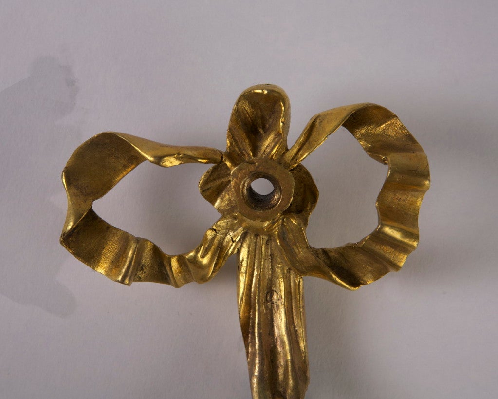 Rare Pair of Louis XVI Style Gilt Bronze Three-Light Sconces For Sale 3