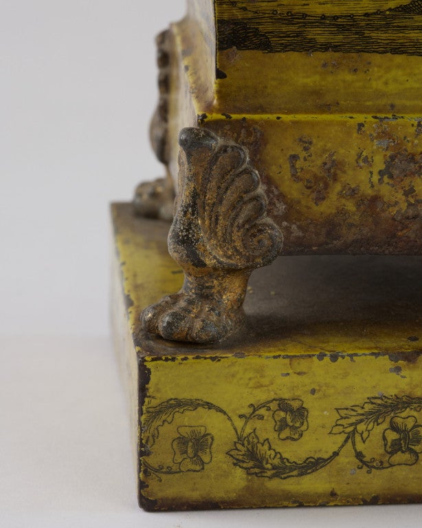 19th Century Pair of Empire Yellow Tole Peinte Cache Pots