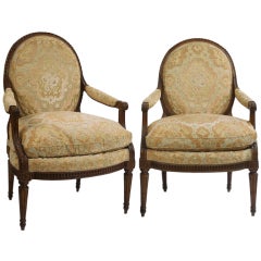 Pair of Louis XVI Beechwood Armchairs