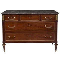 Louis XVI Brass-Mounted Mahogany Commode