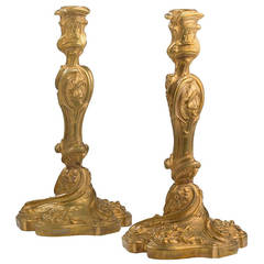 Pair of Louis XV Style Gilt Bronze Candlesticks