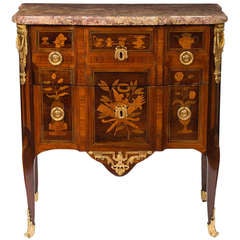 Antique Transition Ormolu Mounted Satine and Fruitwood Commode Attributed to Topino