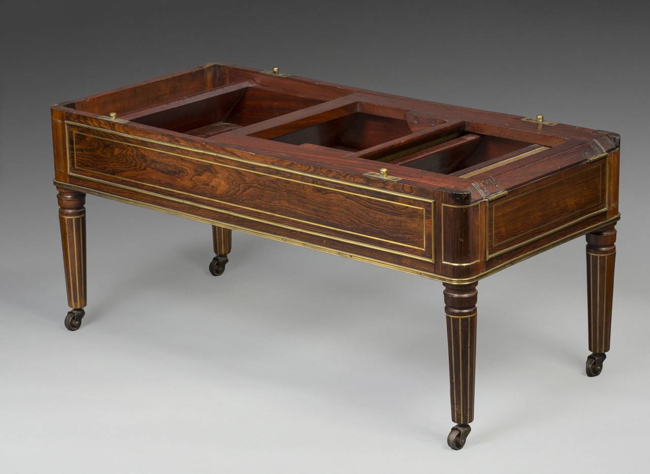 Regency Brass Inlaid Rosewood Metamorphic Bench In Good Condition For Sale In Kittery Point, ME