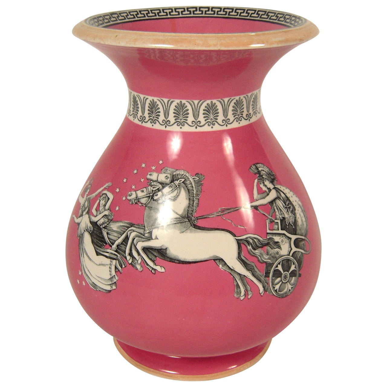 19th Century Neoclassical Pink Staffordshire Vase