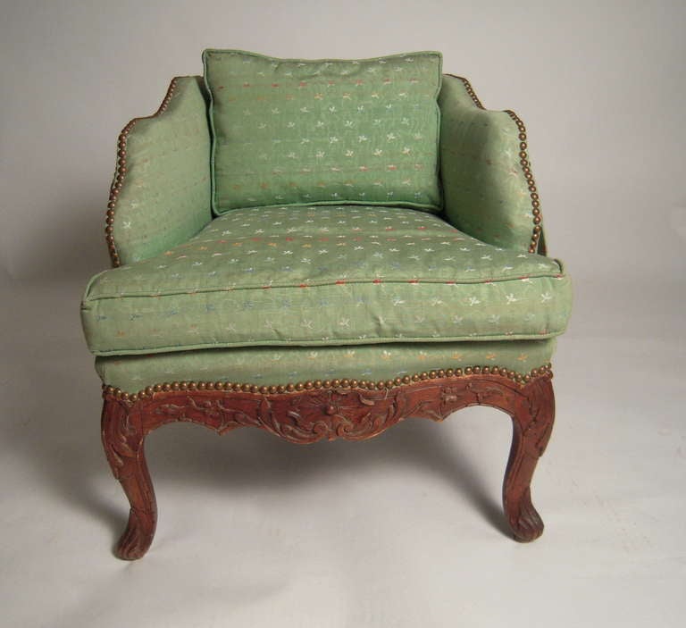 Diminutive and Charming Louis XV Style Upholstered Armchair In Excellent Condition In Essex, MA