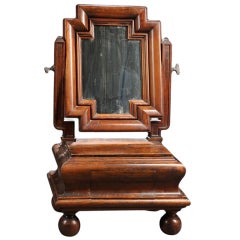 Antique  Dutch Baroque Style Walnut Dressing Table Mirror