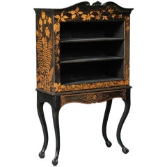Unusual Painted Penwork  Cabinet on a Stand, circa 1869