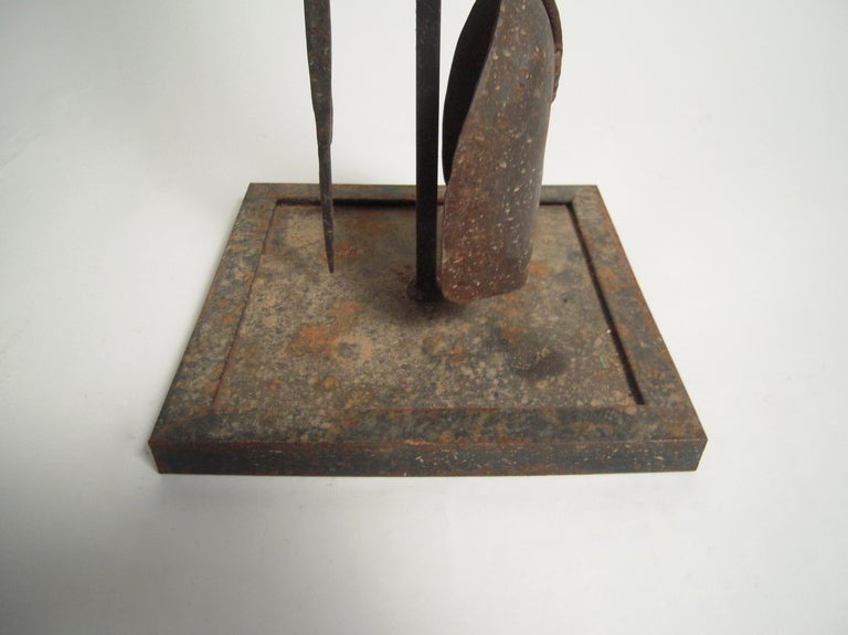 Unusual Wrought Iron Fireplace Tool Set 1