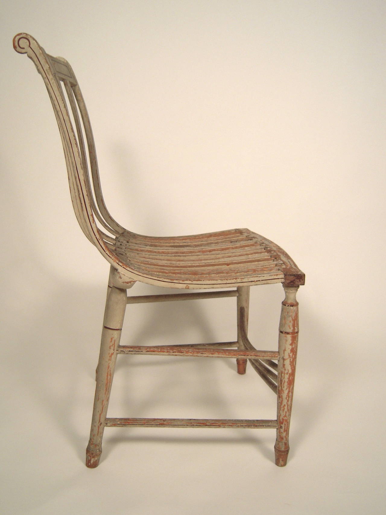 American Rare Pair of Samuel Gragg 'Elastic' Chairs, Boston, circa 1808