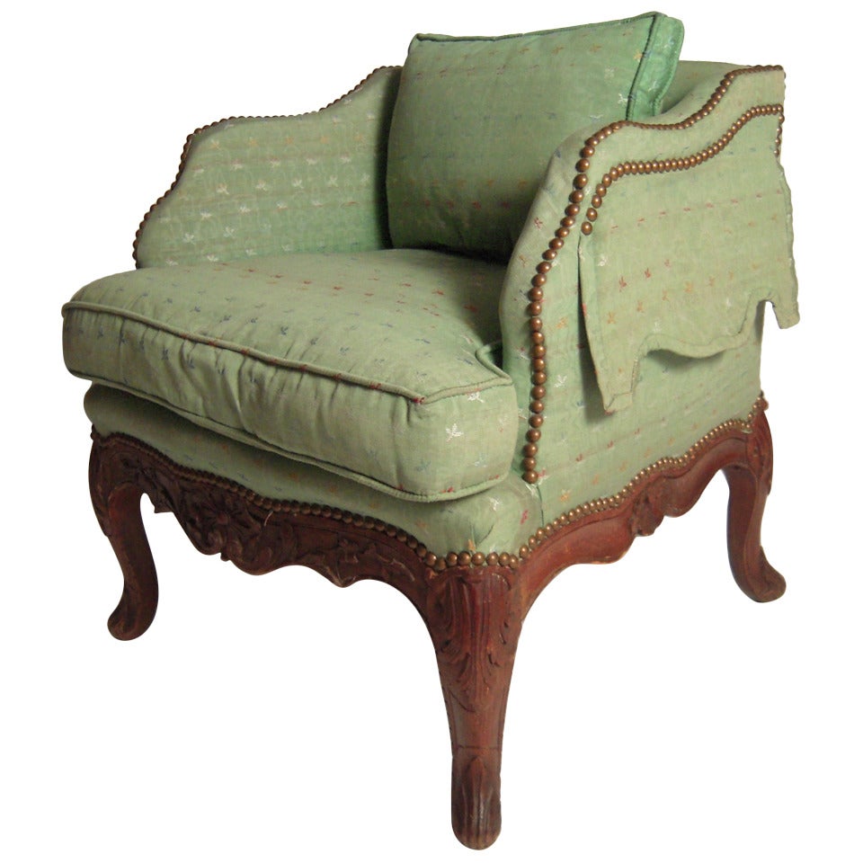 Diminutive and Charming Louis XV Style Upholstered Armchair