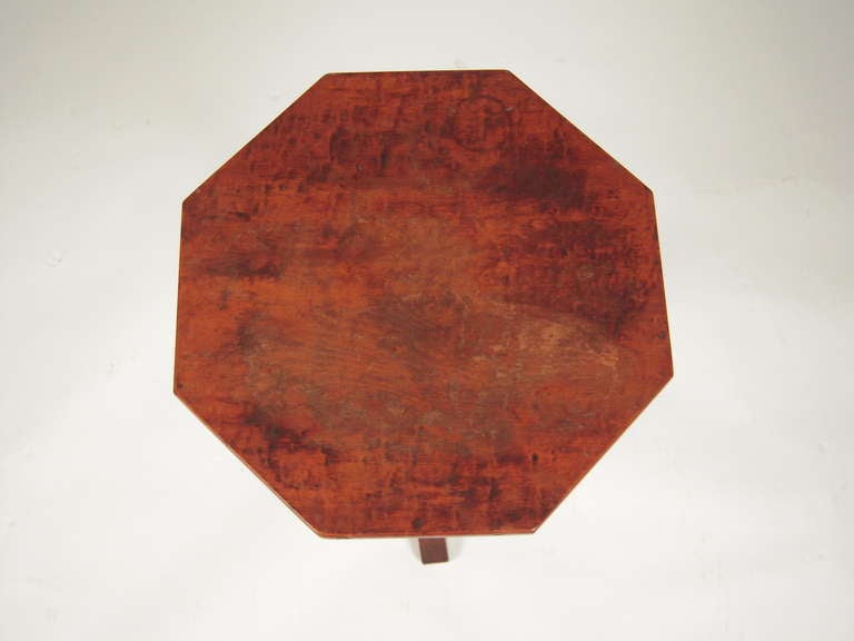 19th Century American Country Octagonal Top Candle Stand Occasional Table