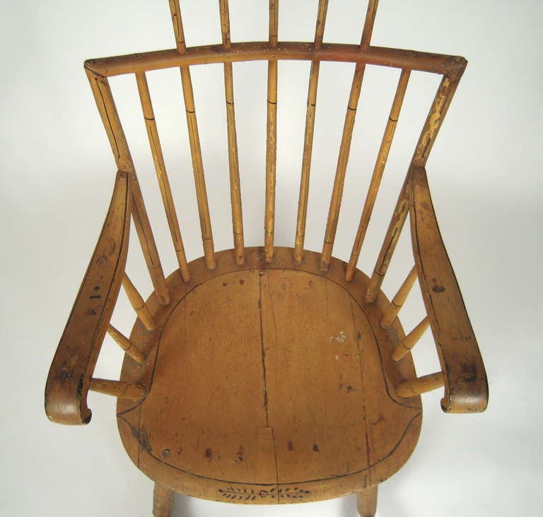 Wood 19th Century American Painted Windsor Rocking Chair