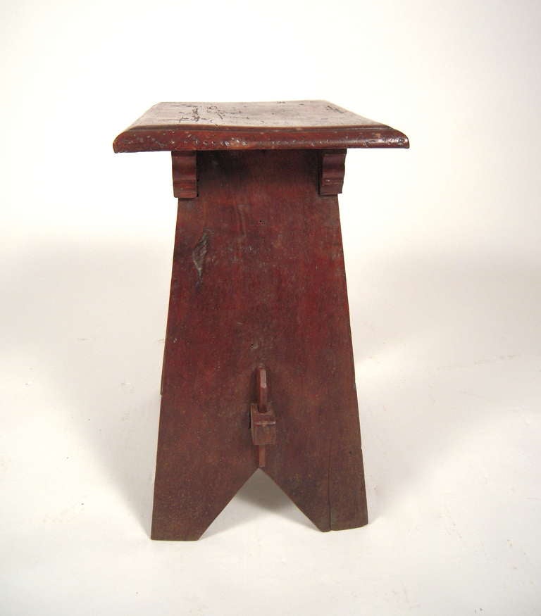18th Century and Earlier An Early Continental Walnut Joint Stool Side Table