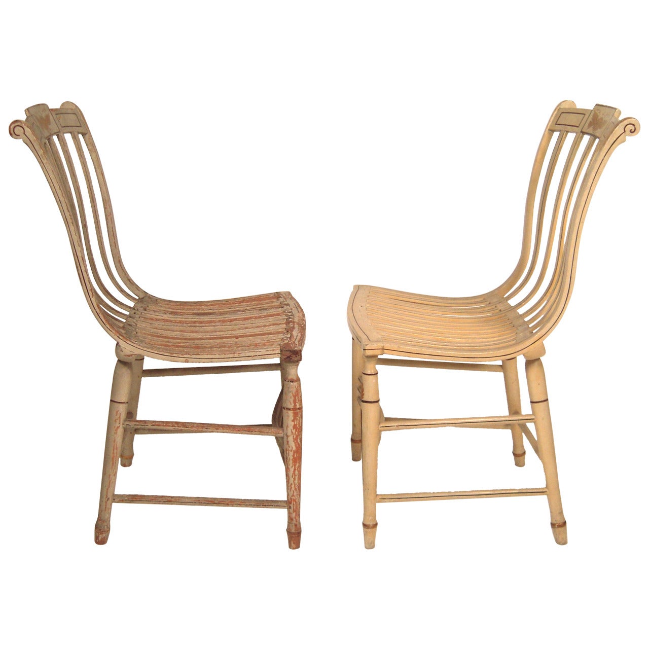 Rare Pair of Samuel Gragg 
Elastic
 Chairs, Boston, circa 1808