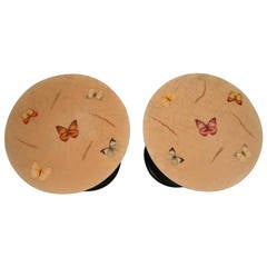 Pair of 1960s Fornasetti Style Butterfly Decorated Tables