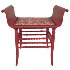 Painted Neoclassical Style Stool with Folly Cove Designers "Gossip" Fabric