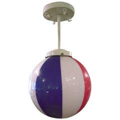 Used ABA Red, White and Blue Glass Ball Light Fixture