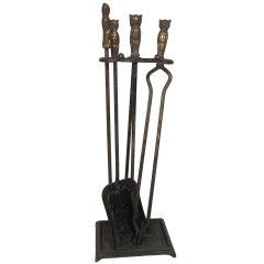 Antique Owl Fireplace Tool Set