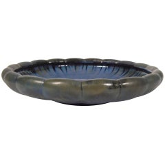 Magnifique grand bol de centre de table en poterie d'art Fulper