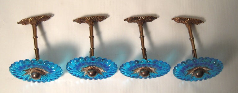 Exceptional Set of 4 Large Blue Glass Curtain Tiebacks 3