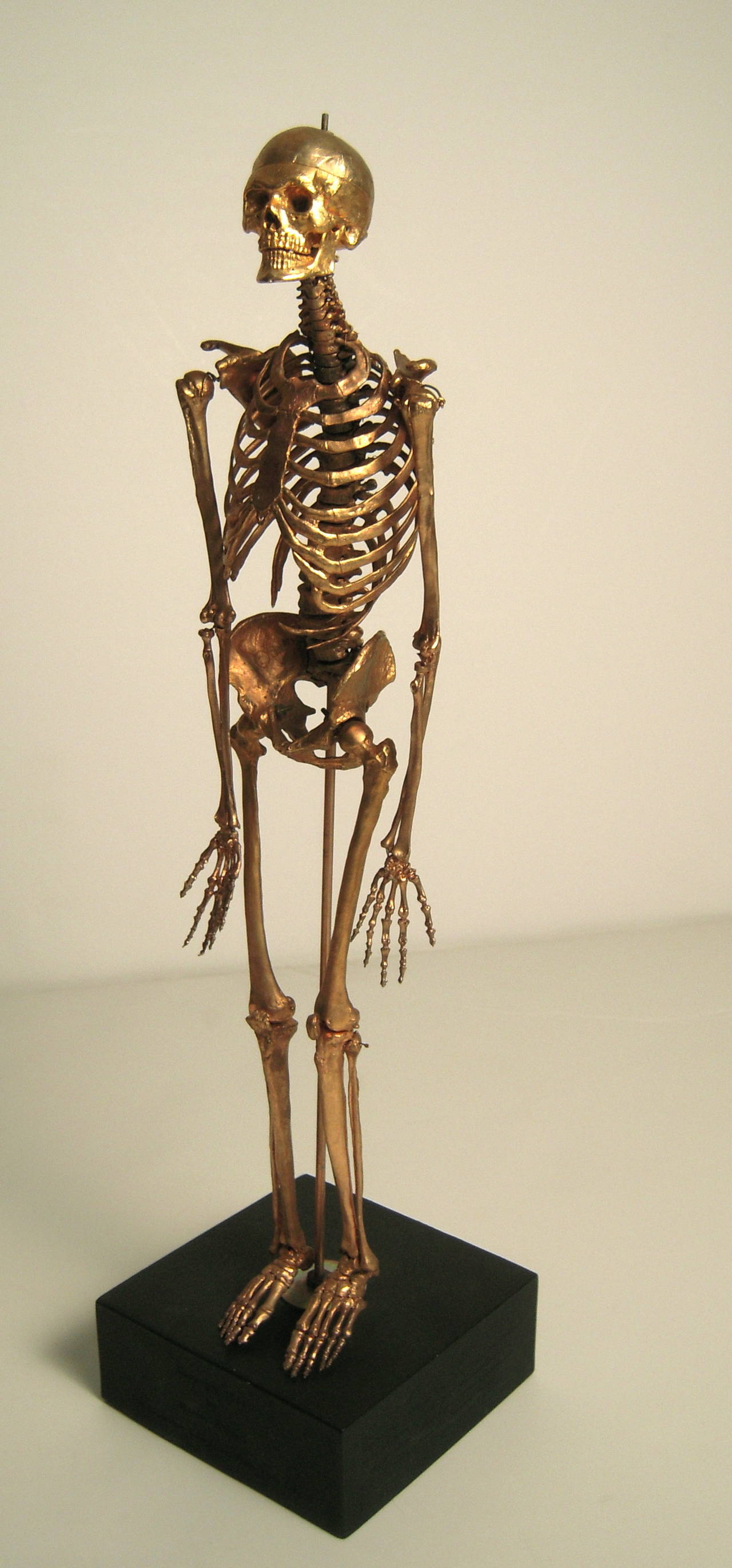 Unusual Gilt Metal Model of a Male Skeleton In Excellent Condition In Essex, MA